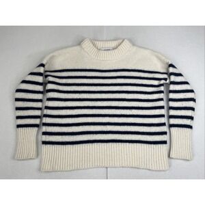 La Ligne Merino Wool Cashmere Cream Navy Blue Stripe Marin Sweater Size Small